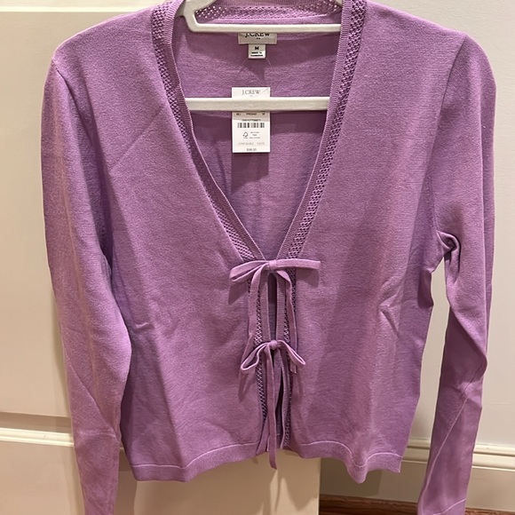 J. Crew Bright Lilac Tie-front Cardigan Sweater/NWT/M - Picture 8 of 9